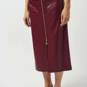 Leatherette Long Pencil Skirt Style 253991 - merlot