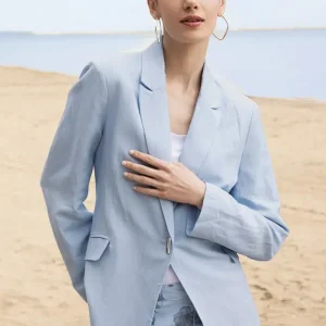 Blue  Linen Blend Blazer A47160