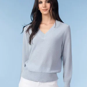 Alison Sheri A47162 Sparkle V Neck top