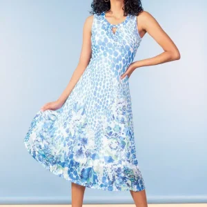 BLUE MIX PRINT DRESS - A47635